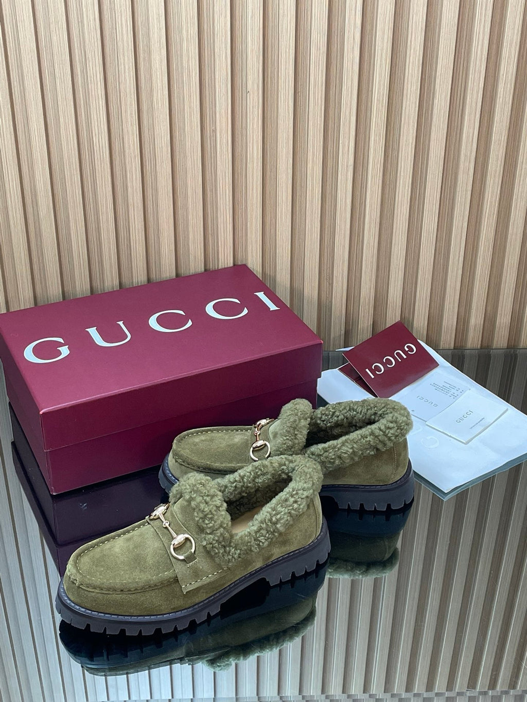 Gucci 2025 Horsebit Loafer Green Suede Wool 563047