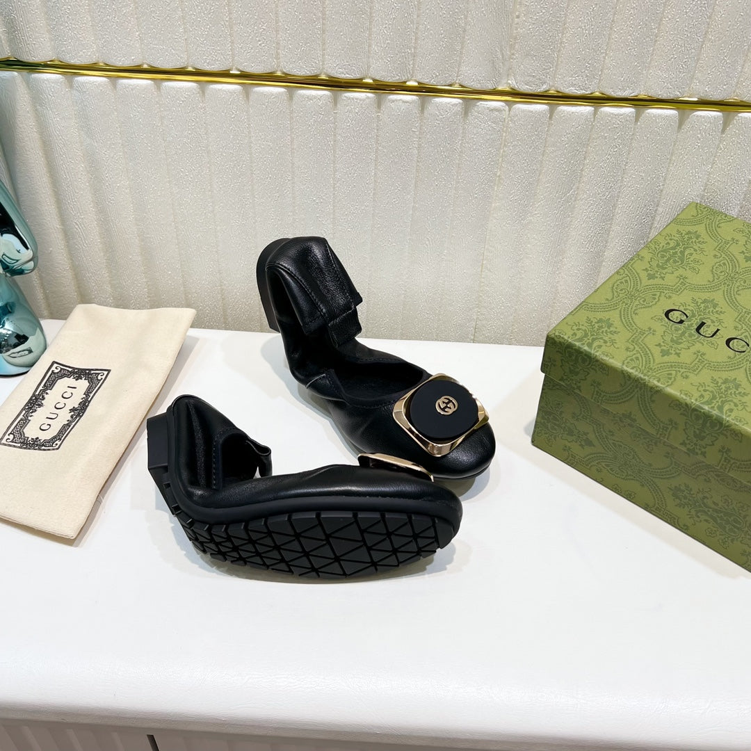 GG BALLET SUPER SLIM BLACK LAMBSKIN