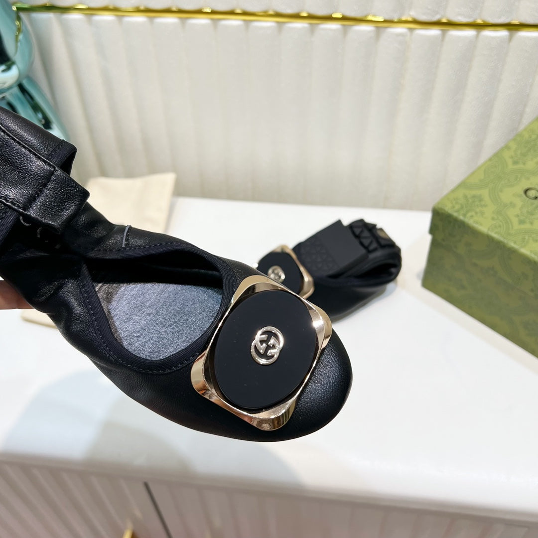 GG BALLET SUPER SLIM BLACK LAMBSKIN
