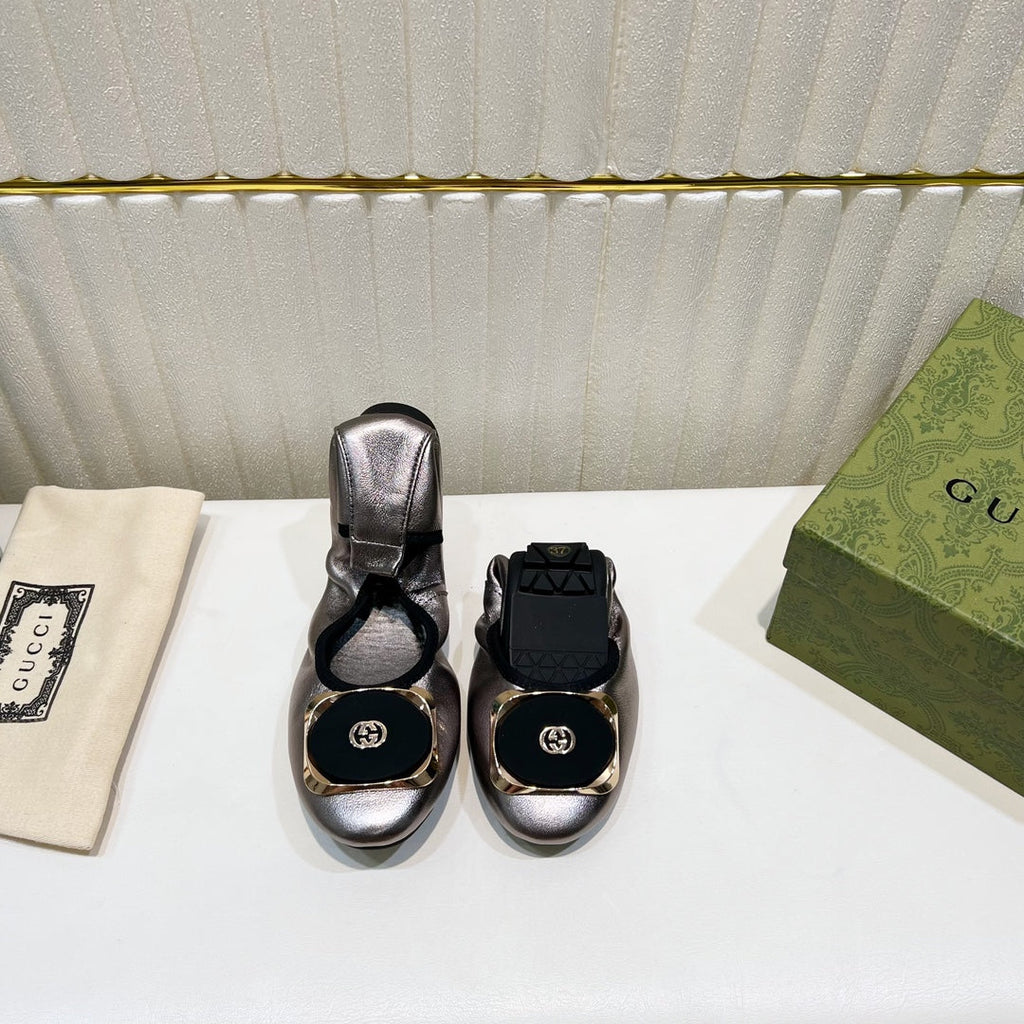 GG BALLET SUPER SLIM SILVER LAMBSKIN
