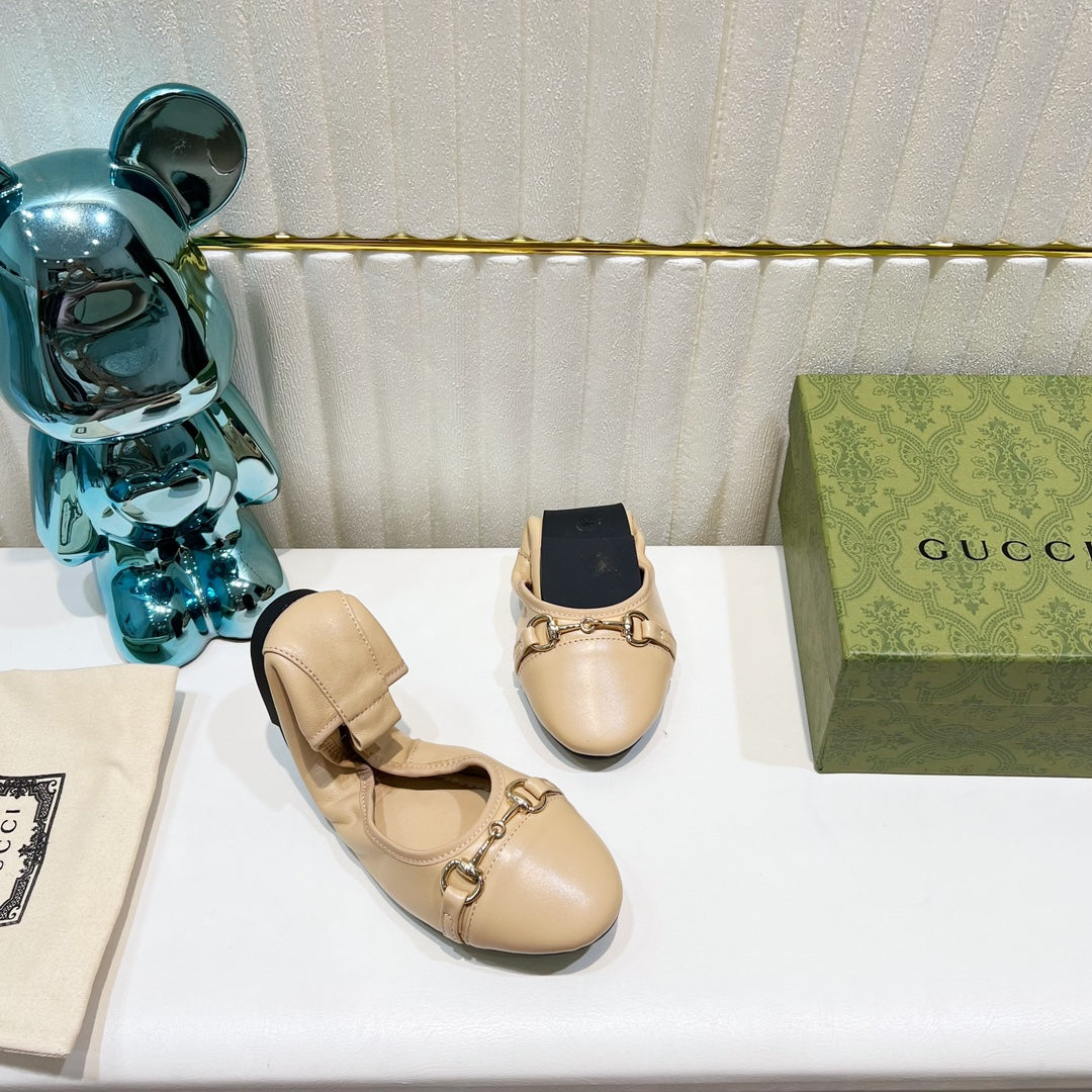 GG BALLET SUPER SLIM BUCKLE CREAM LAMBSKIN