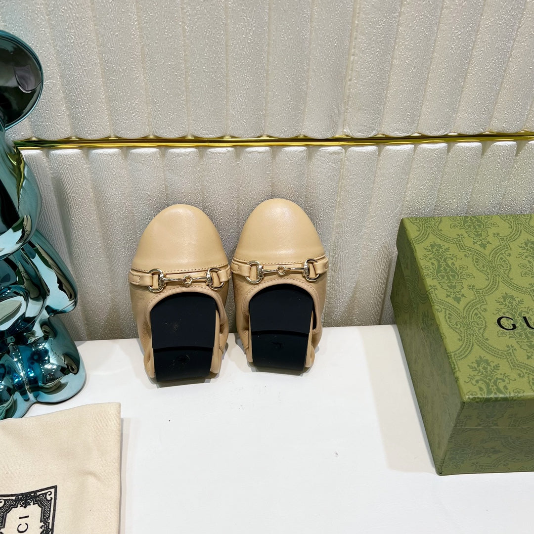 GG BALLET SUPER SLIM BUCKLE CREAM LAMBSKIN