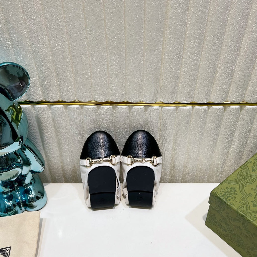 GG BALLET SUPER SLIM BUCKLE BLACK AND WHITE LAMBSKIN