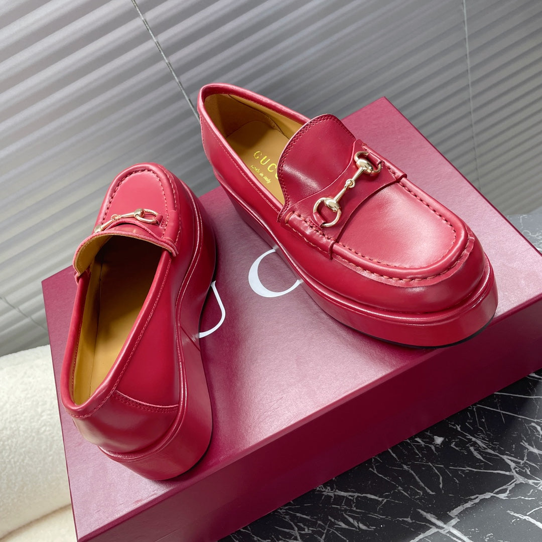 HORSEBIT PLATFORM LOAFER IN CRIMSON RED CALFSKIN
