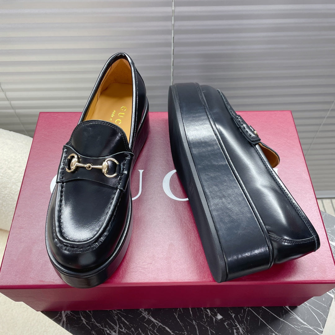 HORSEBIT PLATFORM LOAFER IN BLACK CALFSKIN