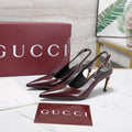 GG Castello Slingback 7.5cm Burgundy Sheepskin 864303