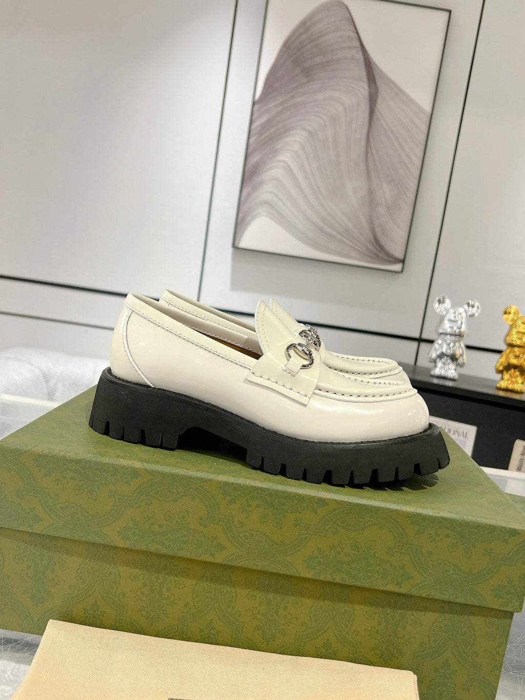 GG LOAFER WITH HORSEBIT WHITE CALFSKIN
