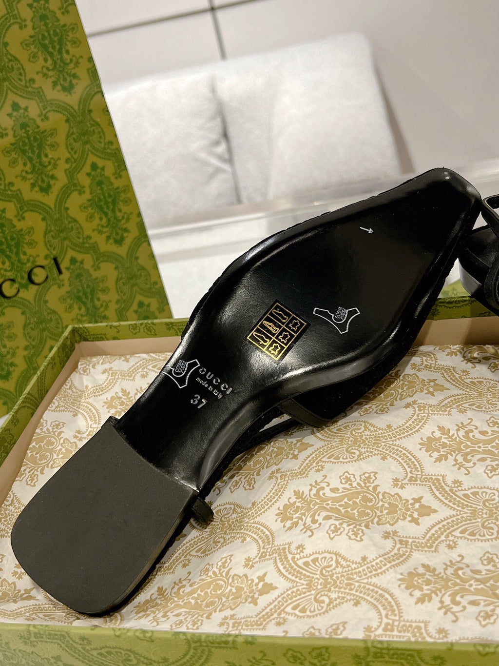 GG SLINGBACK FLATS BLACK VELVET