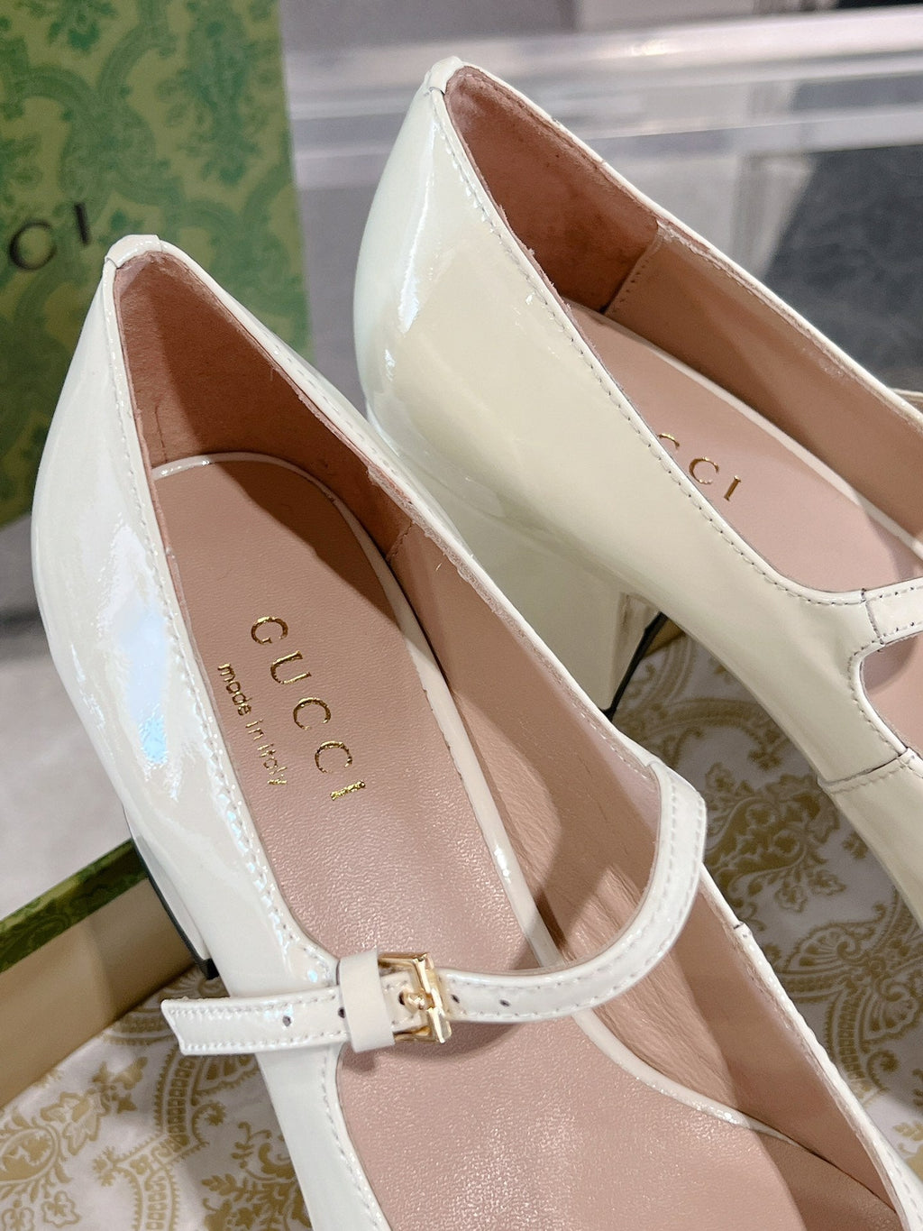 HORSEBIT MARY JANE HEEL IN WHITE CALFSKIN