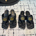 GG THONG SANDALS 55 BLACK CALKSKIN