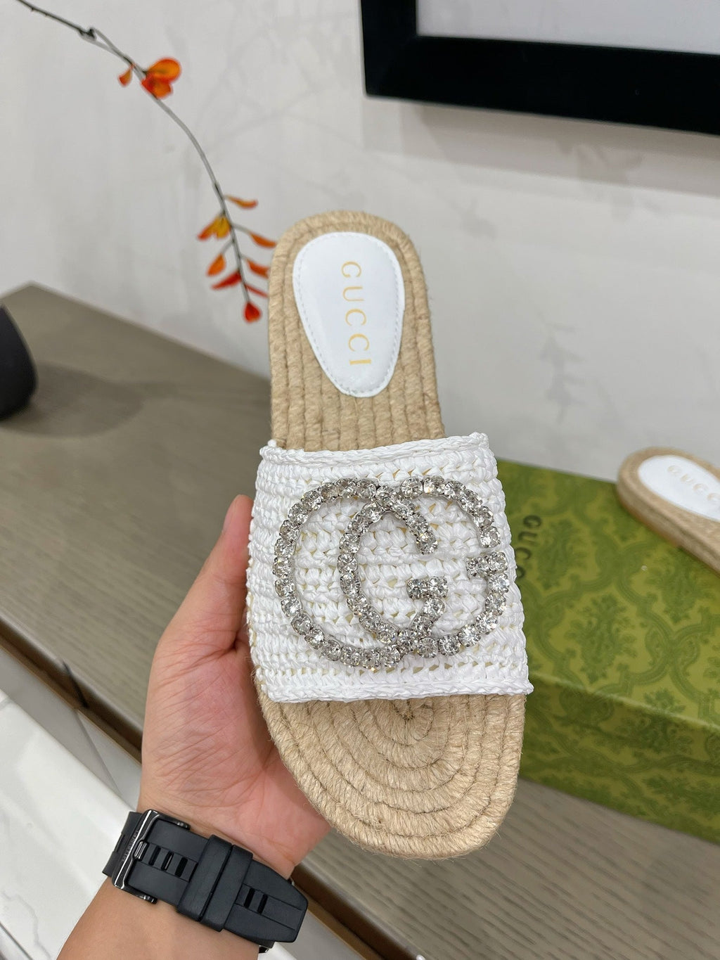 GG INTERLOCKING G ESPADRILLE WHITE FABRIC