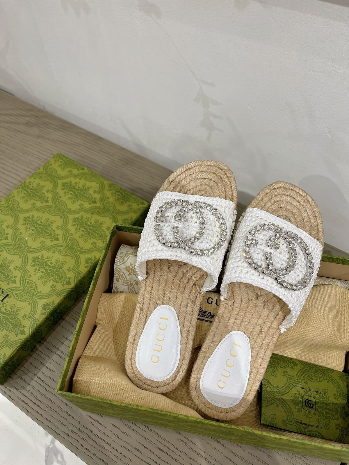 GG INTERLOCKING G ESPADRILLE WHITE FABRIC
