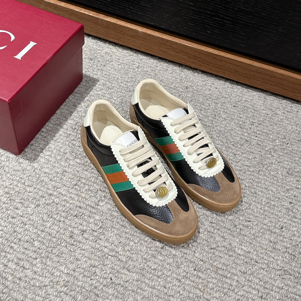 GG & ADIDAS SNEAKER BLACK AND BROWN CALFSKIN