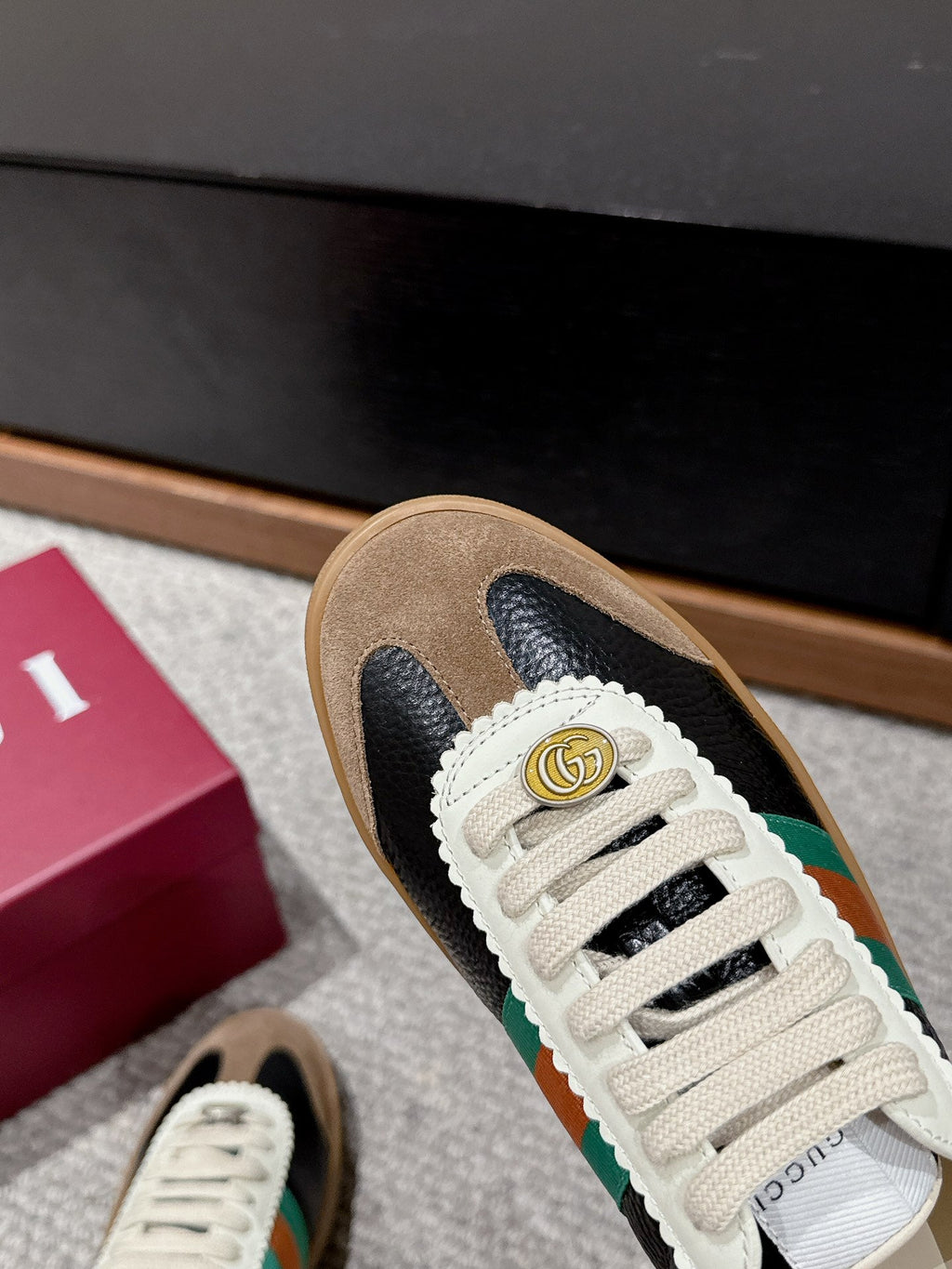 GG & ADIDAS SNEAKER BLACK AND BROWN CALFSKIN