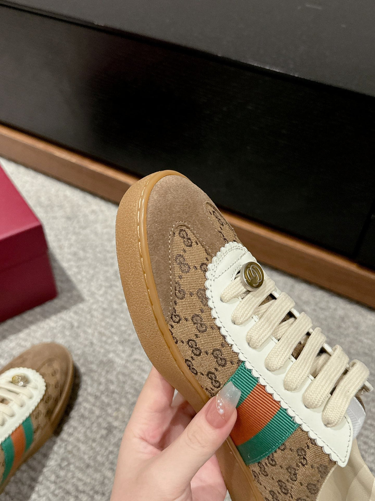 GG & ADIDAS SNEAKER LIGHT BROWN FABRIC