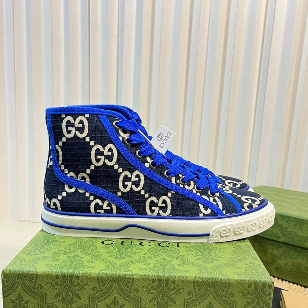 GG Tennis 1977 High Top Sneaker  Black Blue Caro