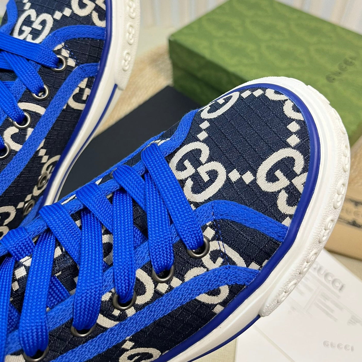 GG Tennis 1977 High Top Sneaker  Black Blue Caro