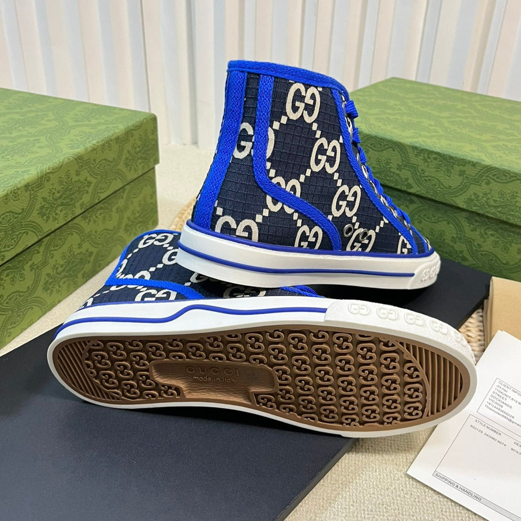 GG Tennis 1977 High Top Sneaker  Black Blue Caro
