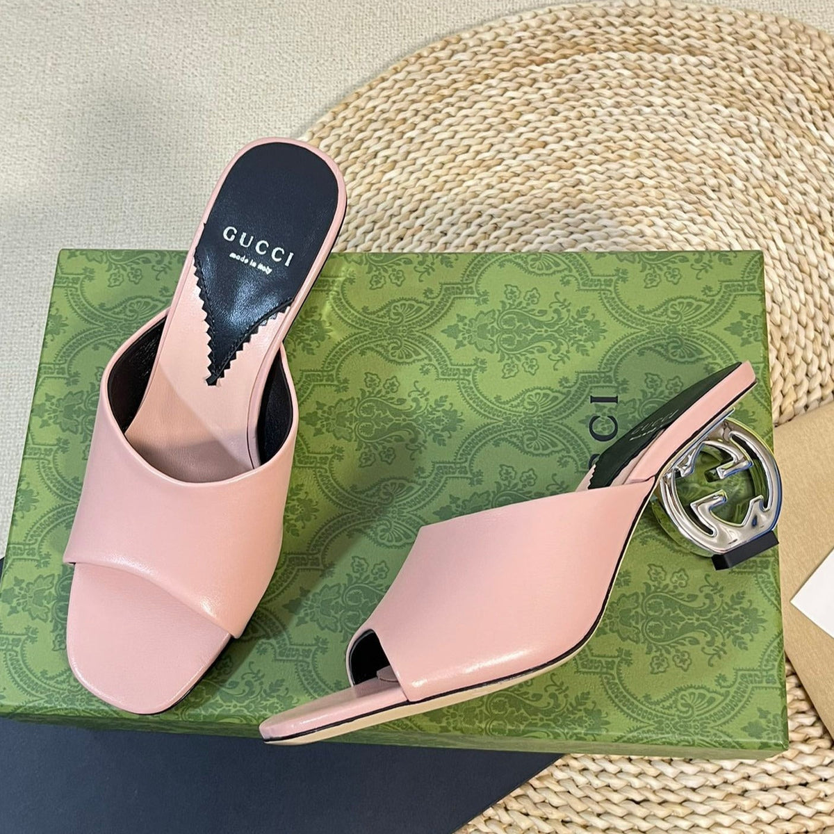 GG  Women's Heeled Sandals Pink Pastel