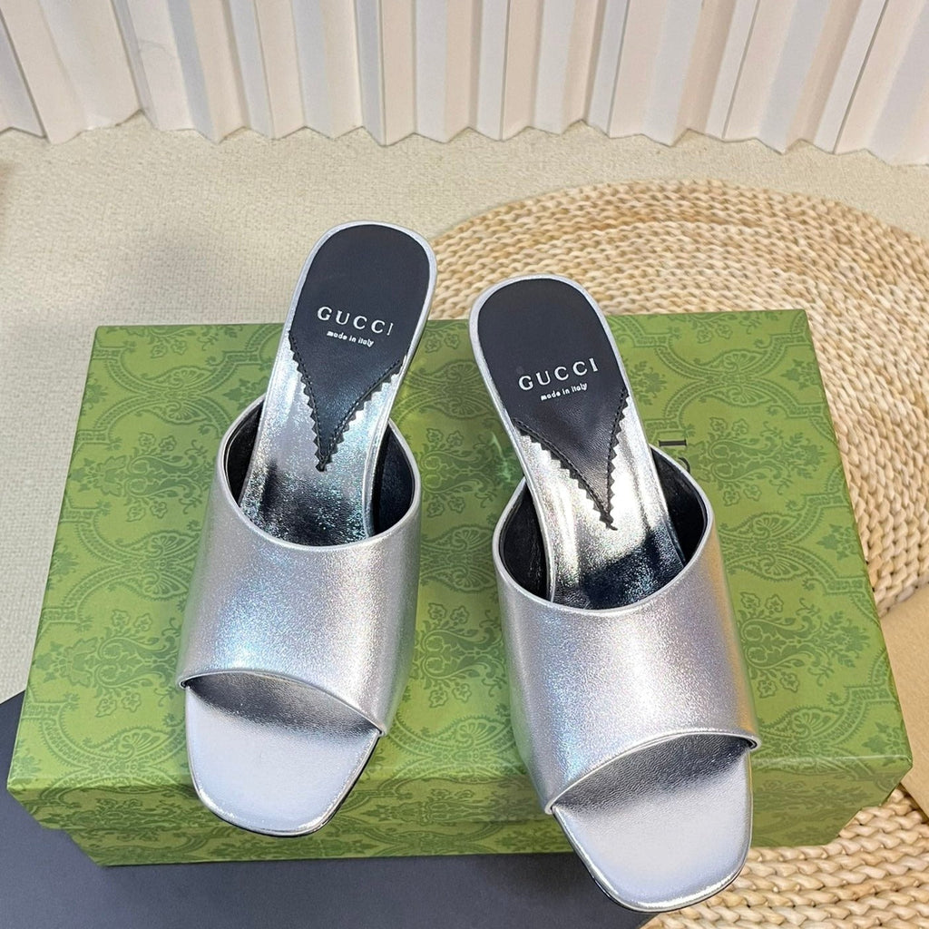 GG  Women's Heeled Sandals Silver