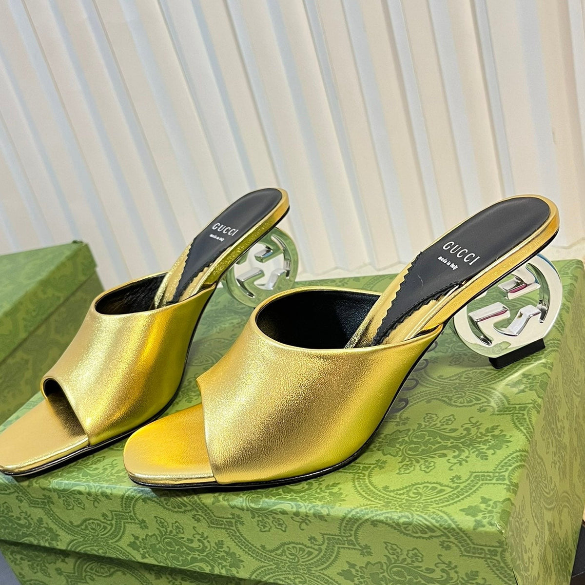 GG  Women's Heeled Sandals Golden