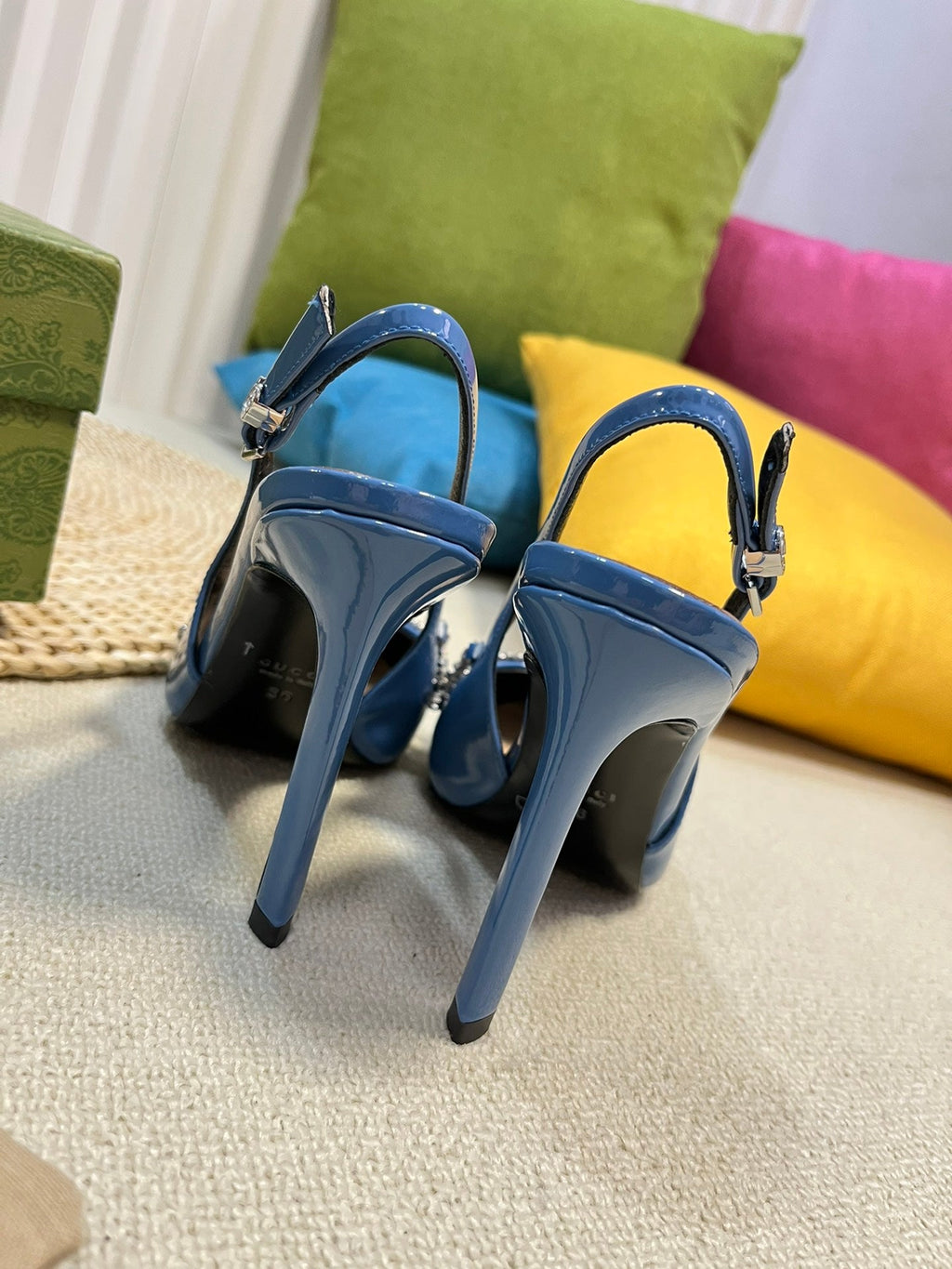 GC Embellished Slingback Blue Patent Leather 294621