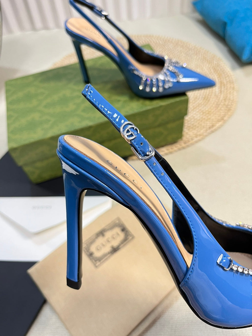 GC Embellished Slingback Blue Patent Leather 294621
