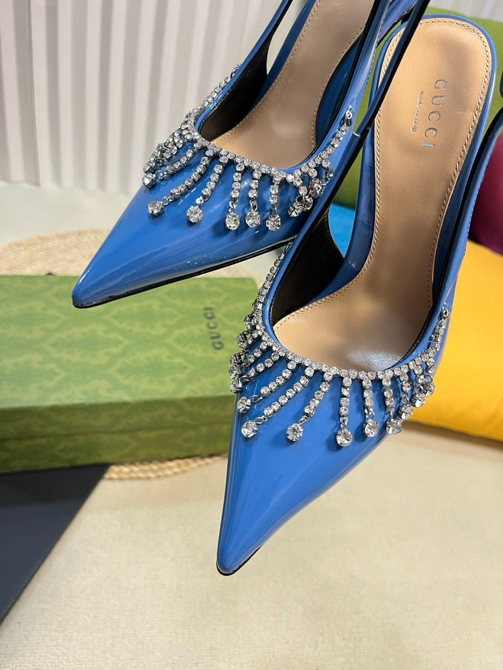GC Embellished Slingback Blue Patent Leather 294621