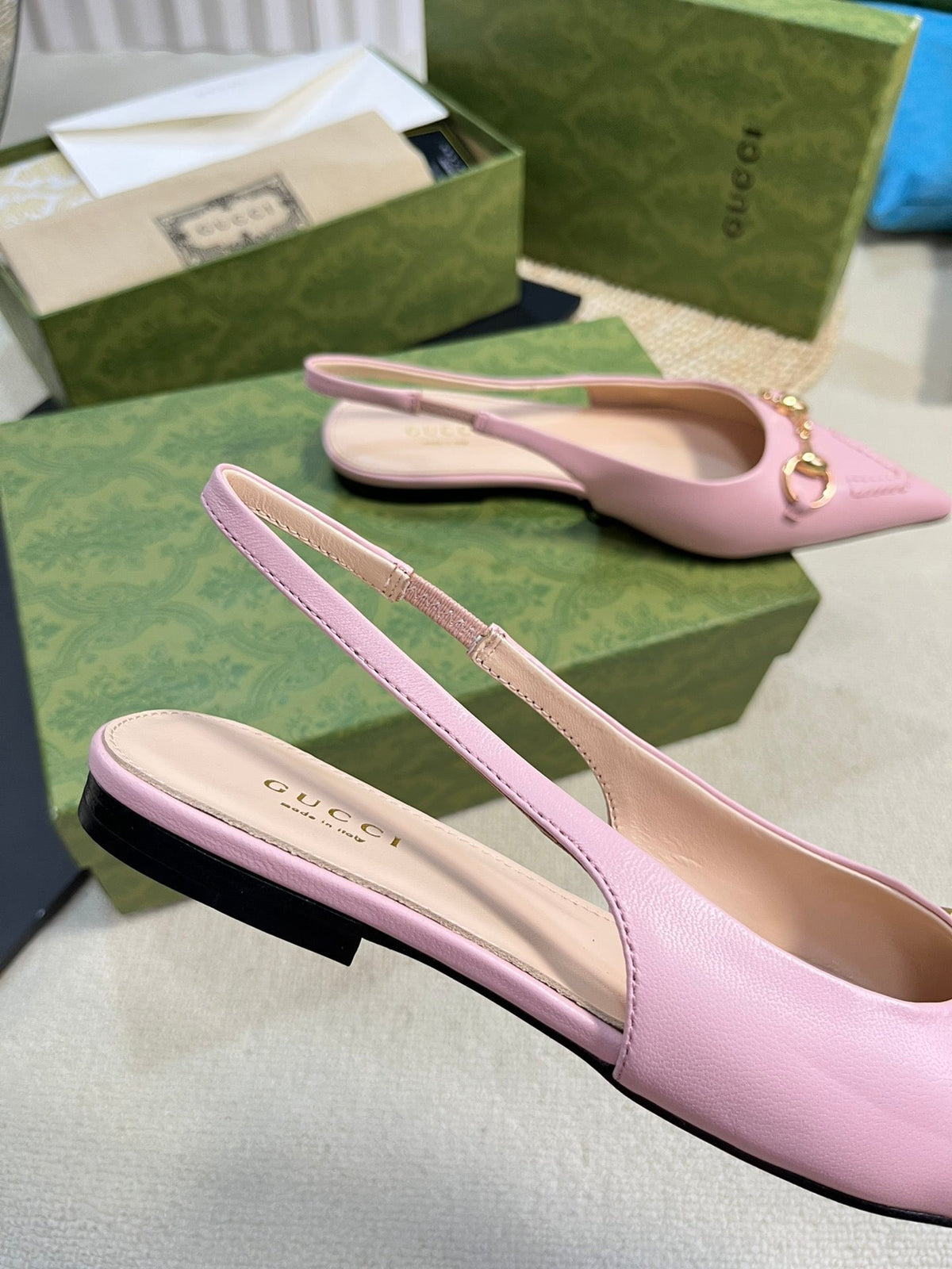 GC Horsebit Slingback Pump 10mm Pink Sheepskin 294555