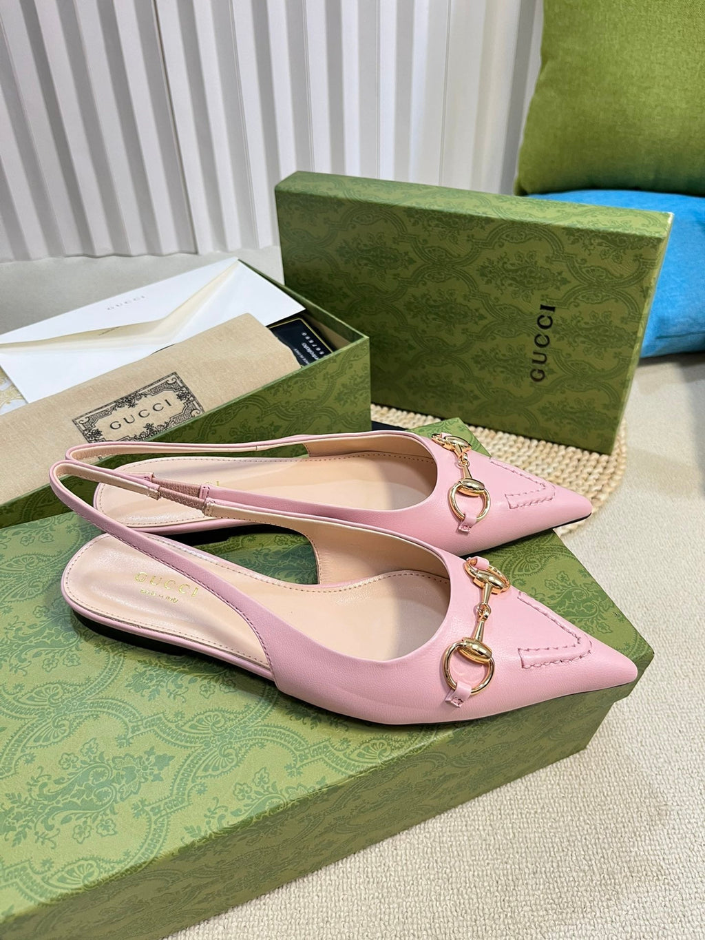 GC Horsebit Slingback Pump 10mm Pink Sheepskin 294555