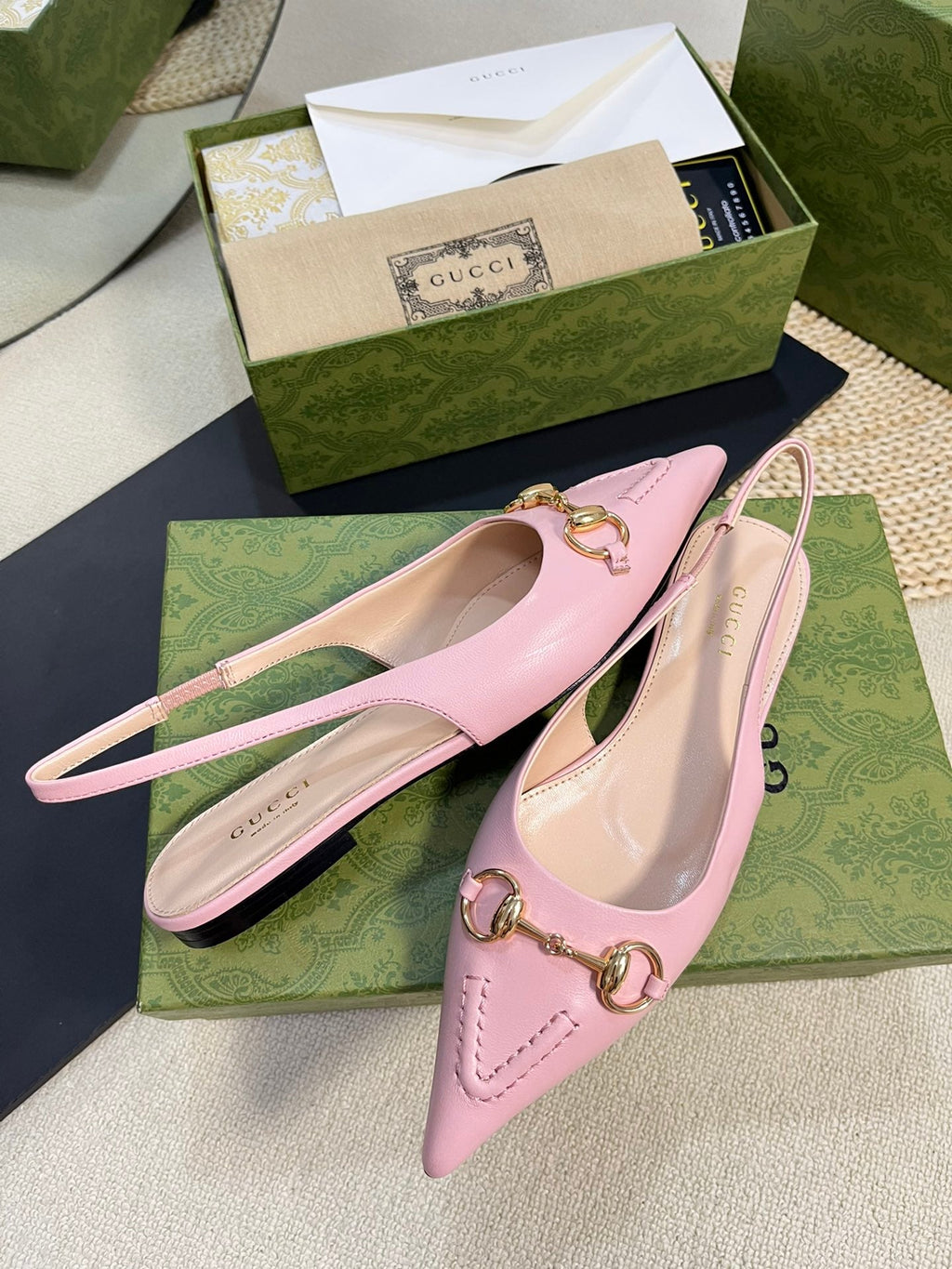 GC Horsebit Slingback Pump 10mm Pink Sheepskin 294555