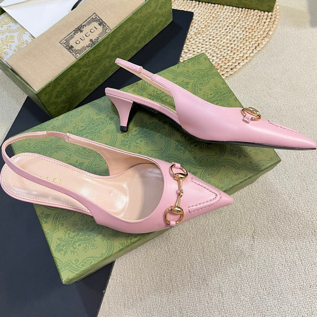 GC Horsebit Slingback Pump 50mm Pink Sheepskin 294561