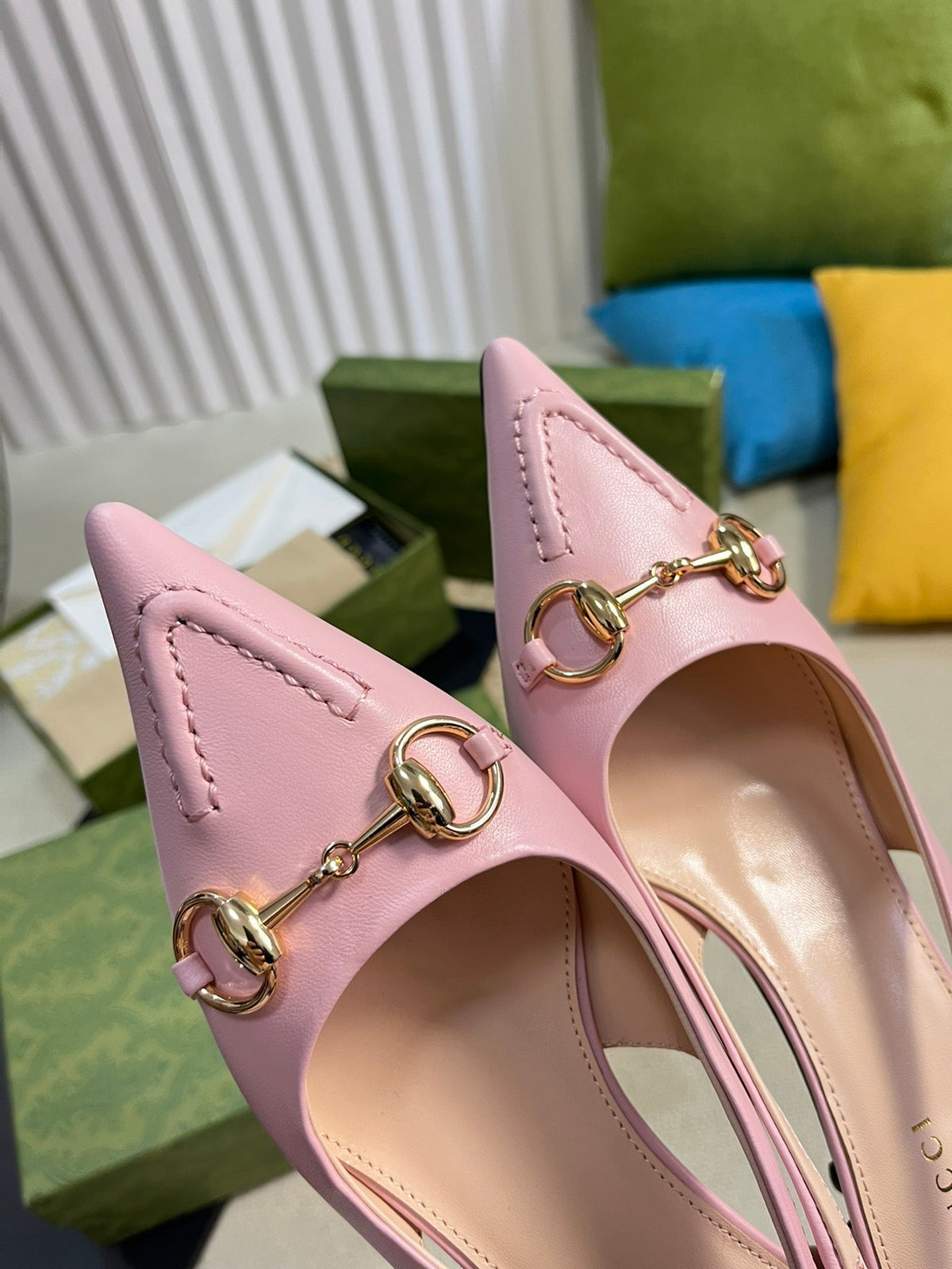 GC Horsebit Slingback Pump 50mm Pink Sheepskin 294561