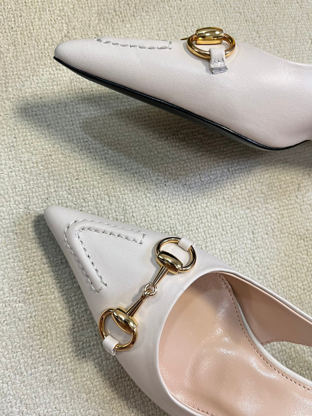 GC Horsebit Slingback Pump 50mm White Sheepskin 294562