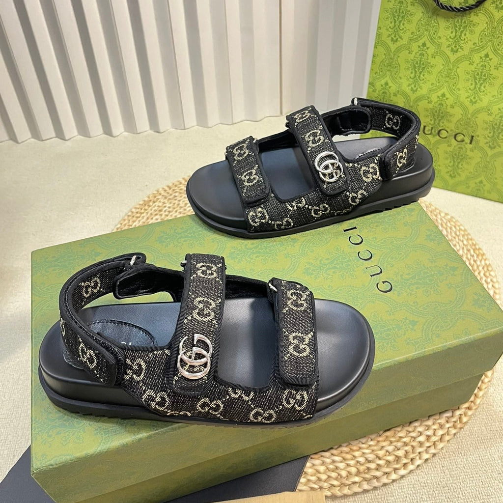 GG  Sandal With Double G Black Caro
