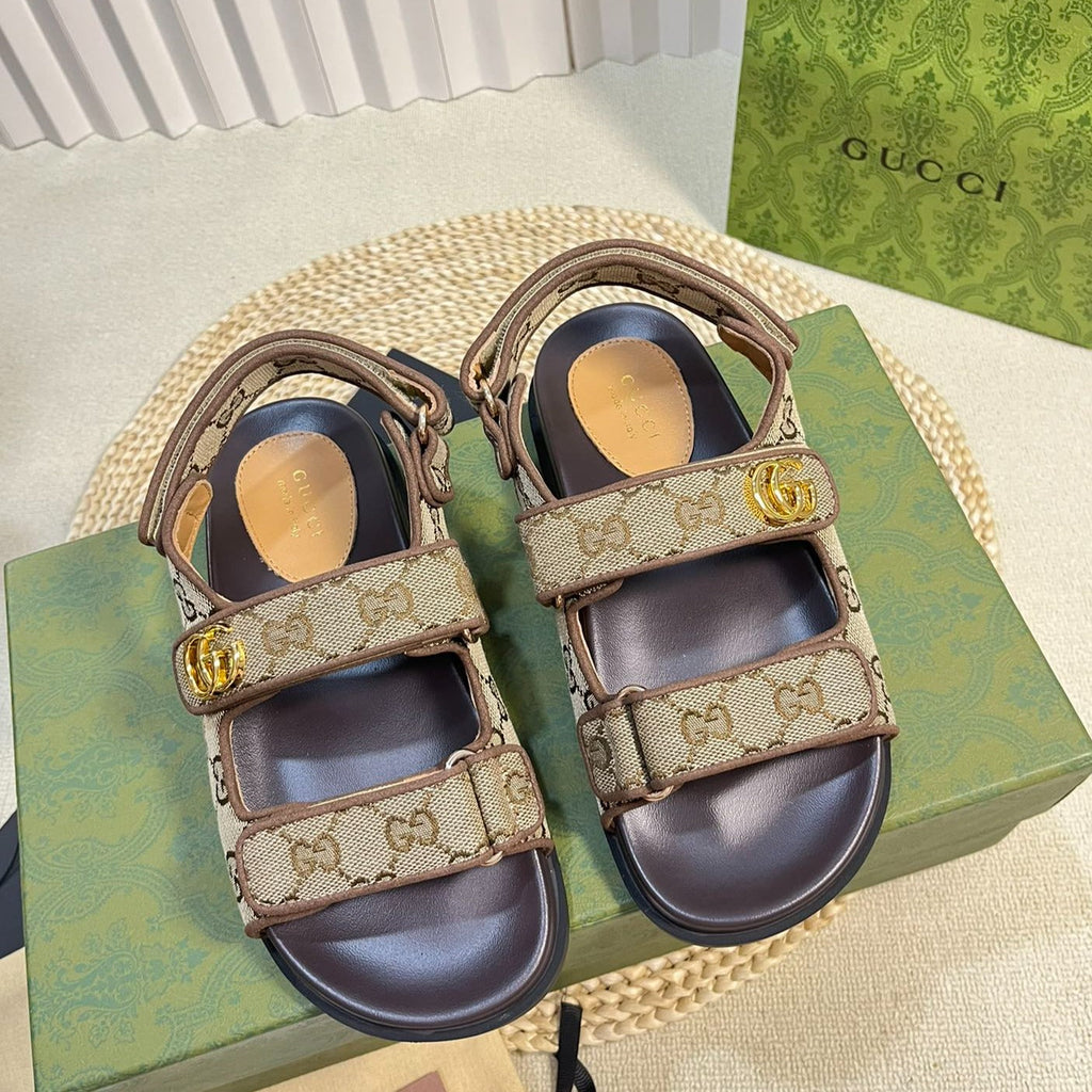GG  Sandal With Double G Brown Caro