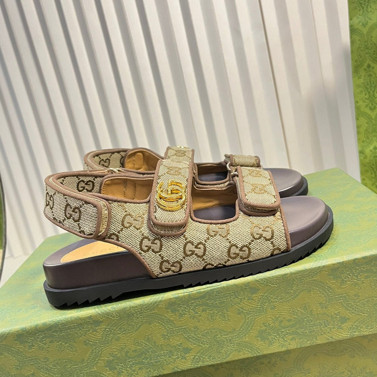 GG  Sandal With Double G Brown Caro
