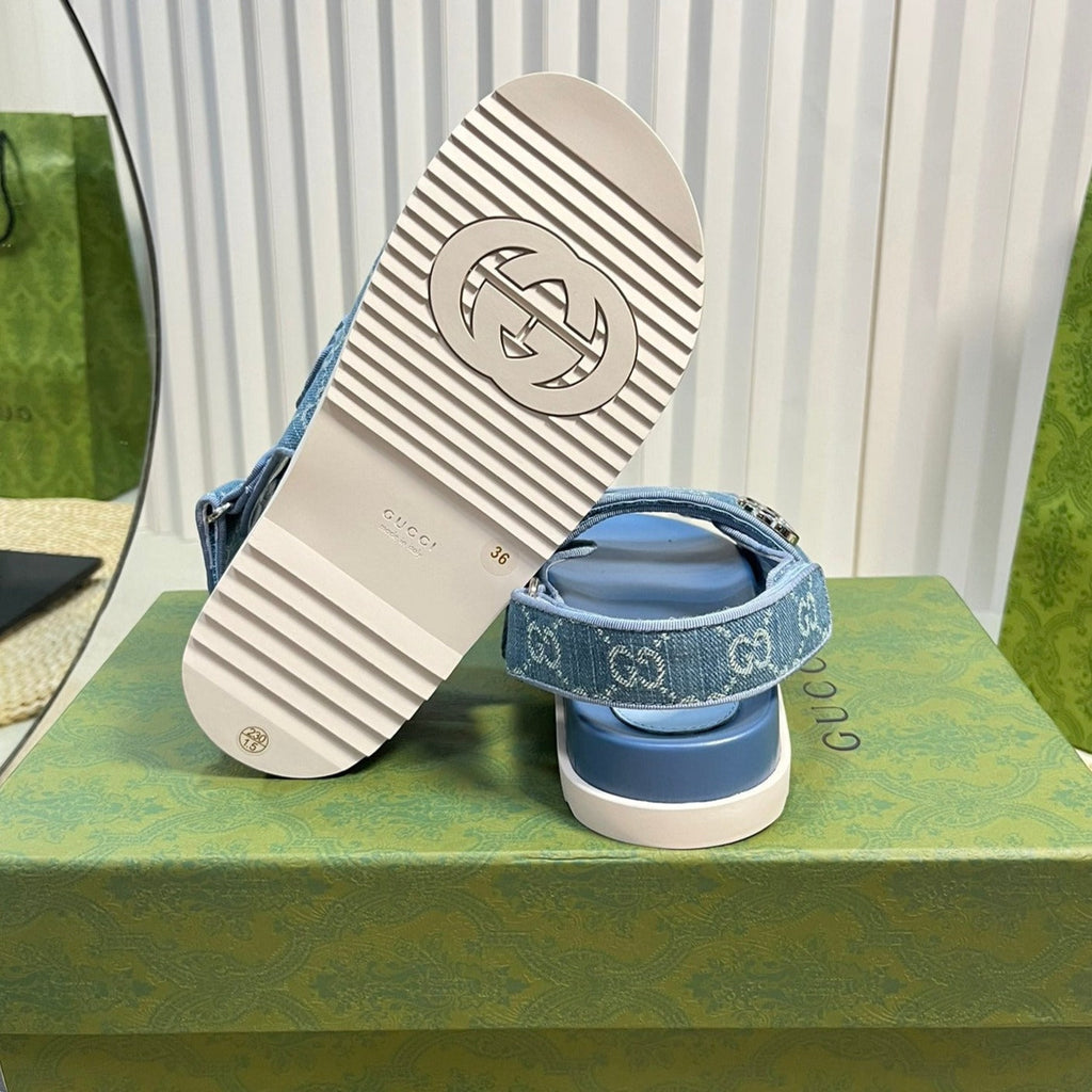 GG  Sandal With Double G Blue Caro