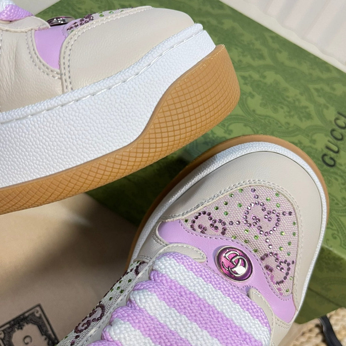 GG Gucci Screener Sneaker White Sunset Purple