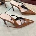 GC 100mm Heeled Slingbacks Brown Sheepskin 294606