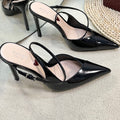 GC 100mm Heeled Slingbacks Black Sheepskin 294608