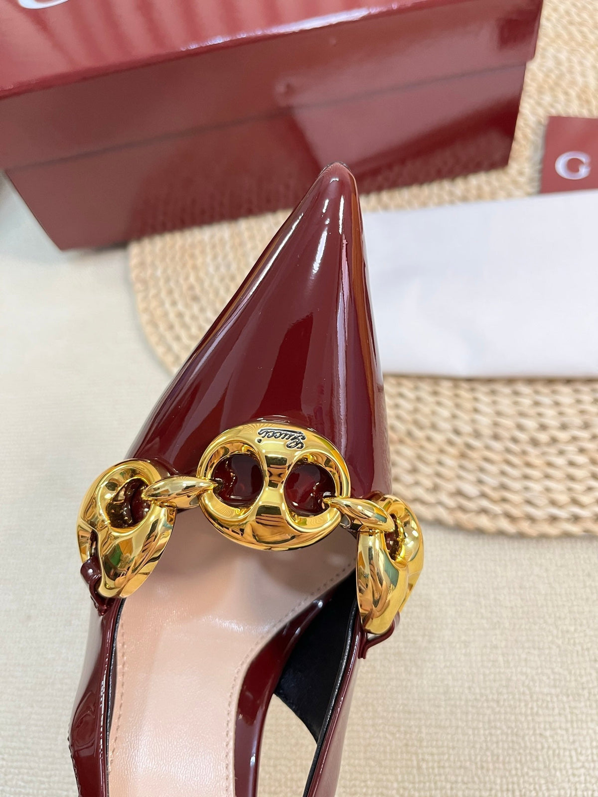 GC Slingbacks With Marina Chain 100mm Red Patent Leather 294585