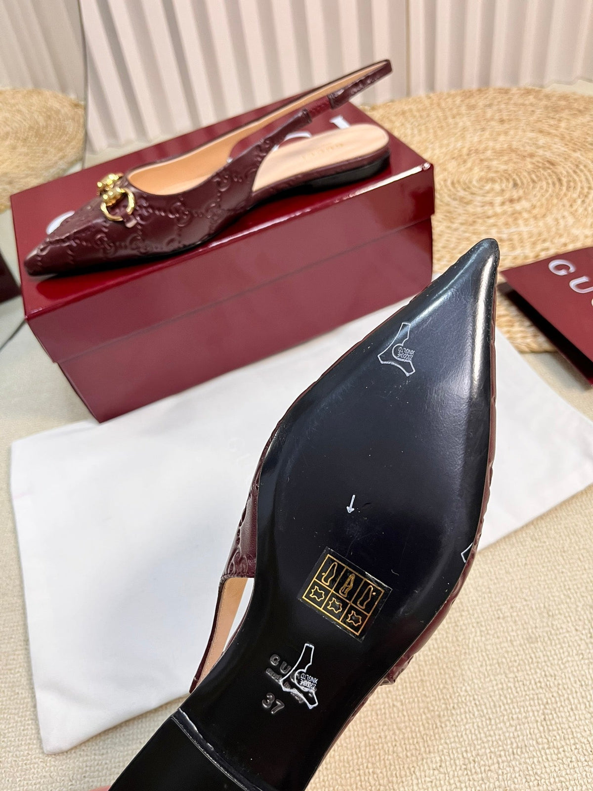 GC Horsebit Slingback Pump 10mm Rosso Ancora red Embossed Sheepskin 294571