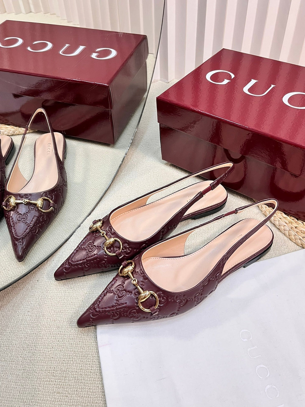 GC Horsebit Slingback Pump 10mm Rosso Ancora red Embossed Sheepskin 294571
