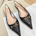 GC Horsebit Slingback Pump 10mm Black Embossed Sheepskin 294573