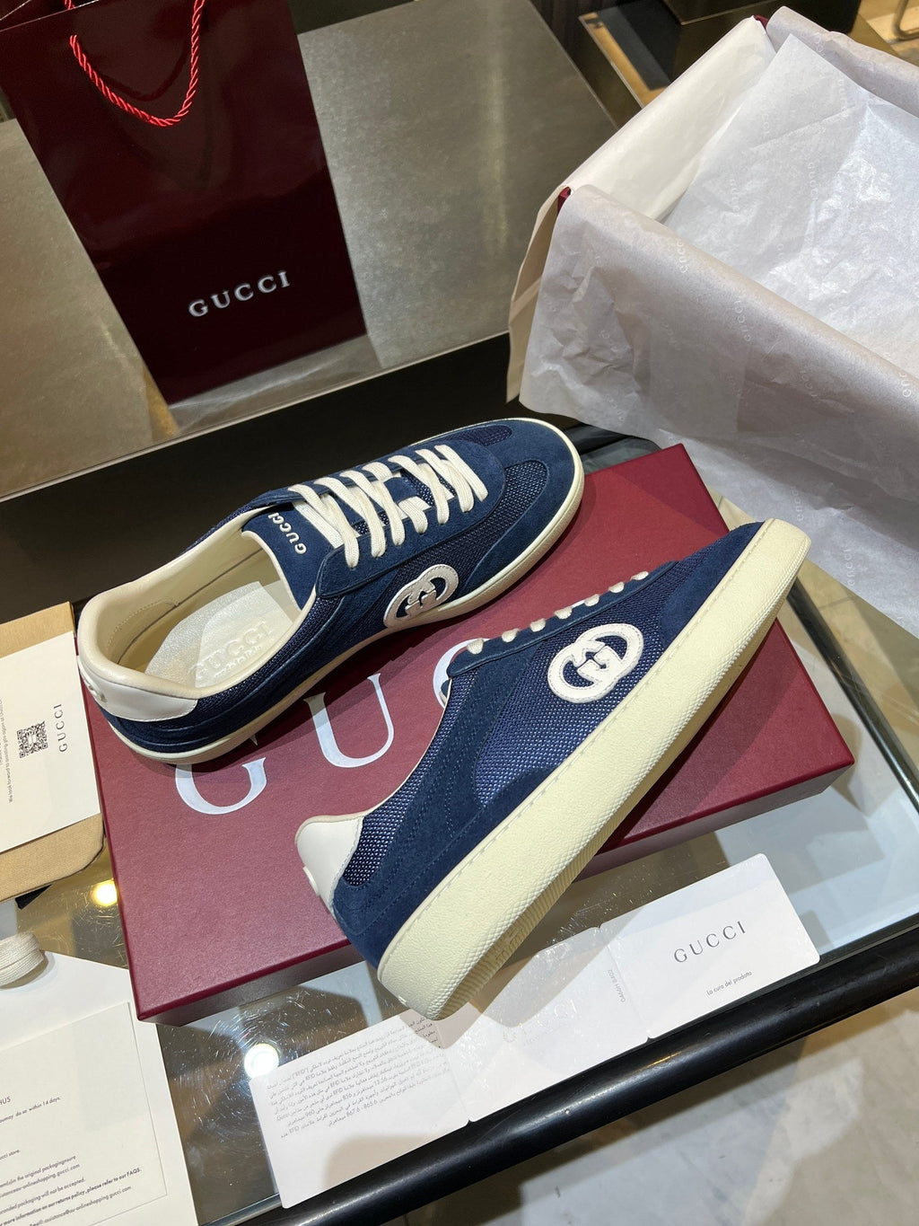 GG G75 Sneaker Dark Blue Suede Mesh 818351