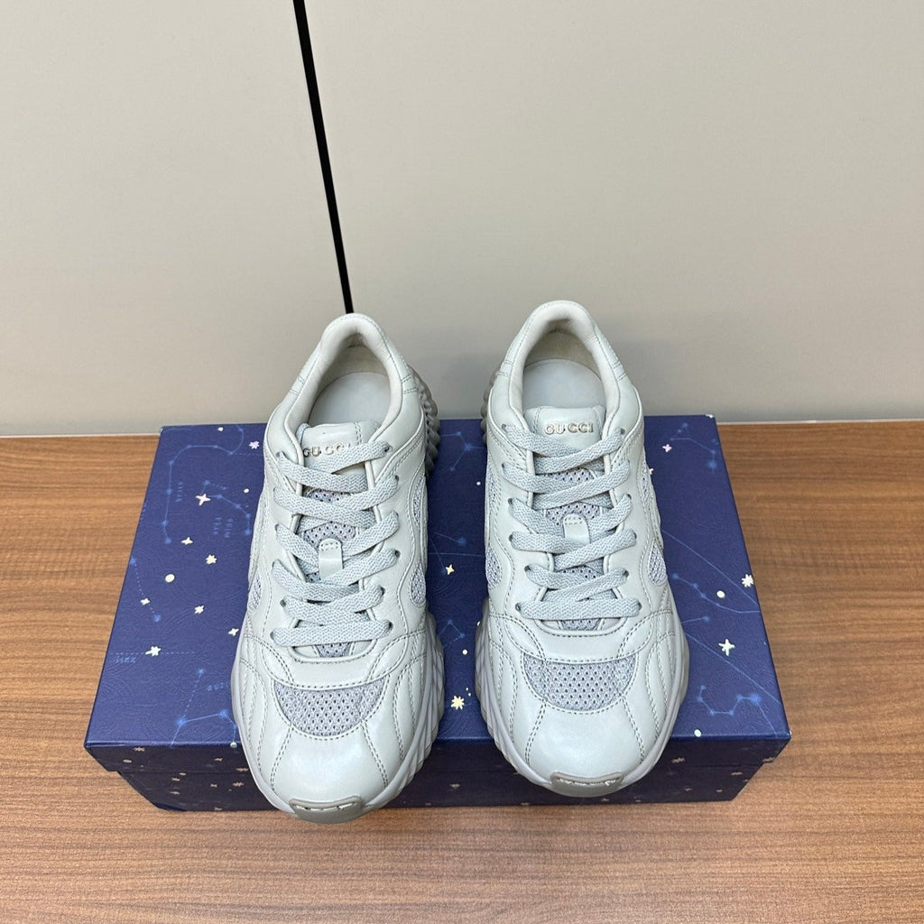 GG Ripple Leather Sneakers White Pearl