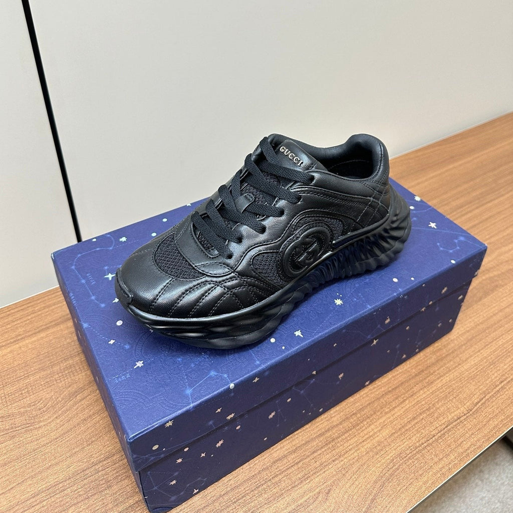 GG Ripple Leather Sneakers Black