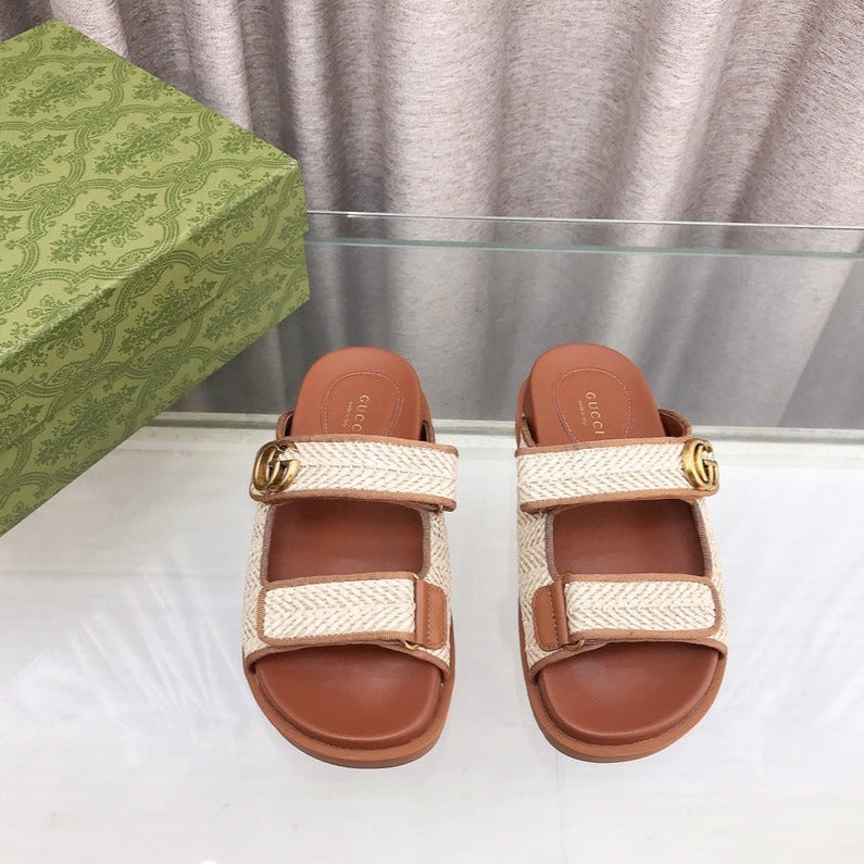 GG  Rubber Sole Logo Sandals Brown