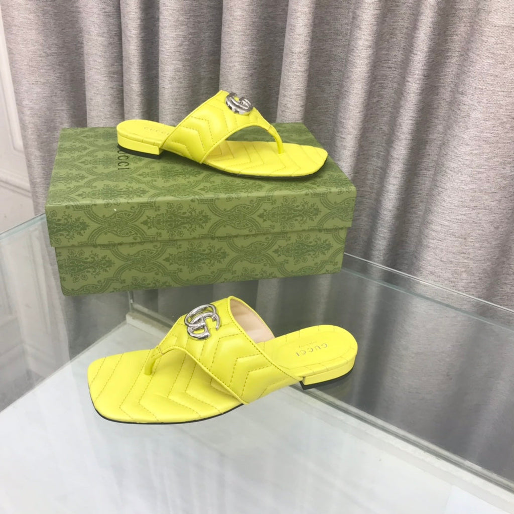 GG  marmont logo - embellished mattelasse leather sandal in yellow